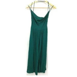 Reformation Dress Green Strappy Halter Slip Open